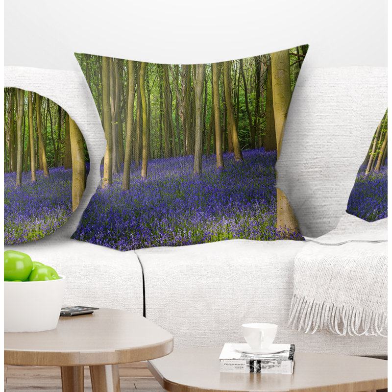 Coussin imprimé «Bluebell Woods in Oxfordshire», 18 po x 18 po, Coussin décoratif