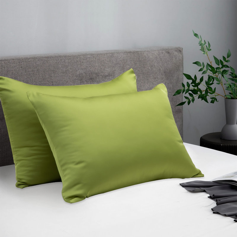 Ensemble de deux taies d'oreiller Silk Luxe, Taies d'oreiller pour grand lit, Ton mousse