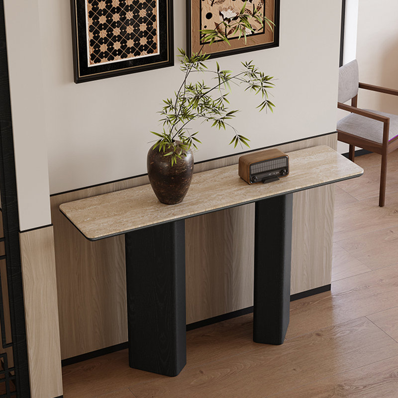 Console rétro simple, H 33,5 po x l 47,2 po x P 13,8 po, Noir