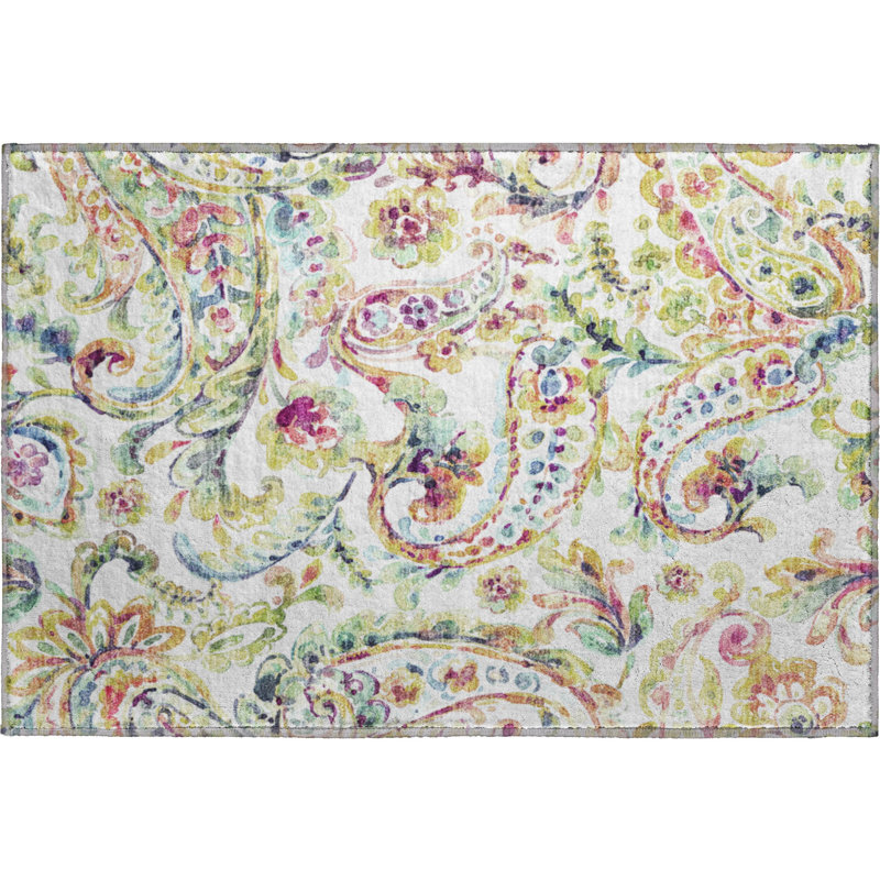 Premium Machine Washable Prisco Ivory Rug, Rectangle 1'8" x 2'6"