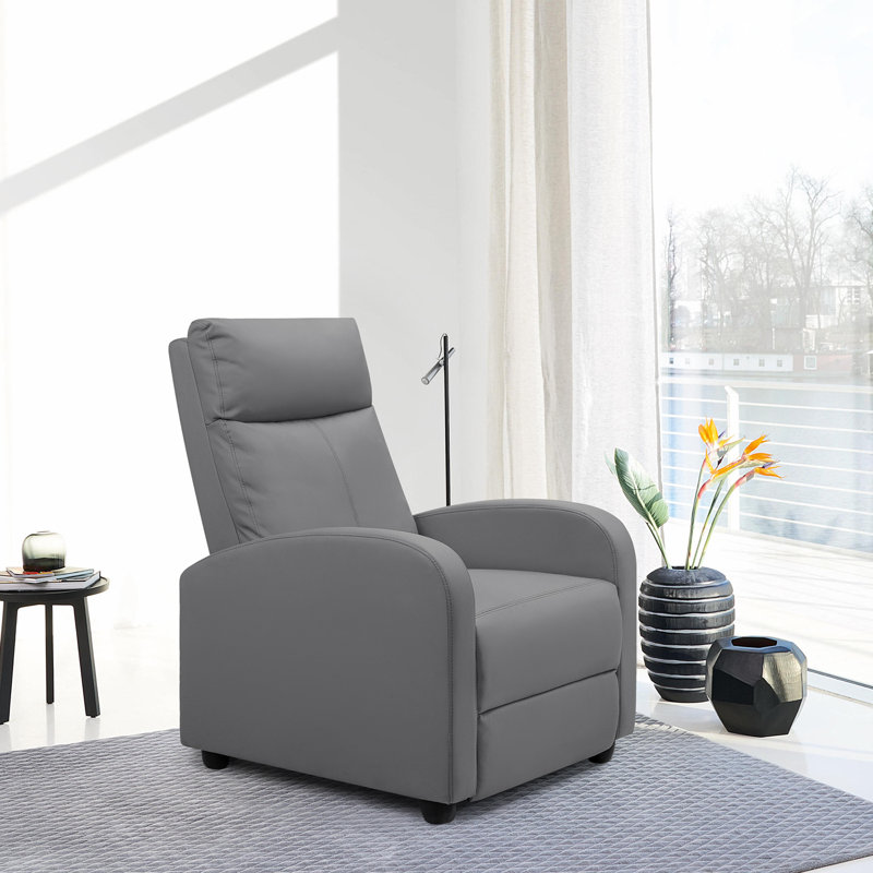 Pettit Faux Leather Recliner, Gray Faux leather