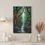 Art mural sur toile, "Tropical Jungle Stream" avec Heliconia orange et orchidées mauves-133461150