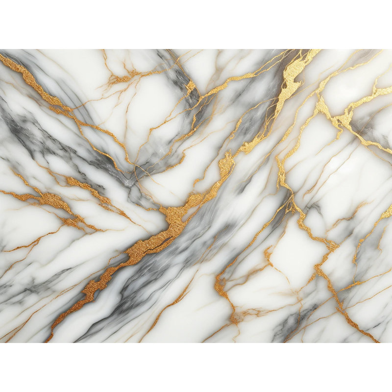 Golden Lightning Marble Swirl - Impression sur toile tendue, H 16 po x l 24 po x P 1,5 po
