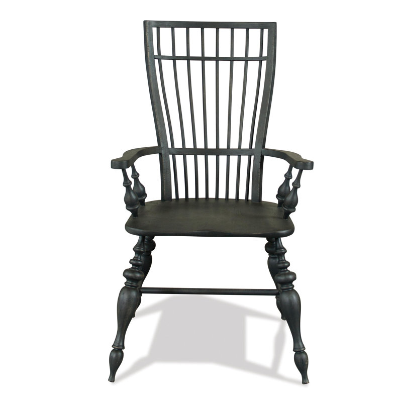Morrisania 18'' H Solid Wood Armchair, Charred Oak