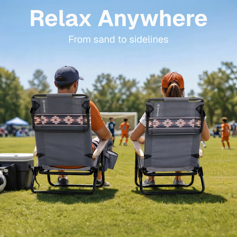 Ensemble de 2 chaises de plage inclinables de qualité supérieure - Chaise de plage pliante portative pour adultes - Comprend une sangle de sac à dos, un oreiller, 2 poches et un porte-gobelet - Mesa