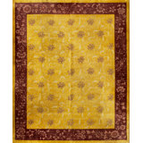 Yellow / Gold Orange 1920s Antique Rectangle Hand Knotted Pile Wool Rug