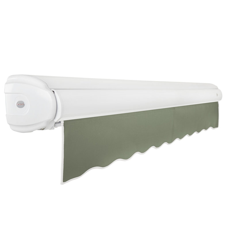 Awntech Key West Patio Retractable Awning with Cassette, 24' W × 10' D, Right Side, Sage