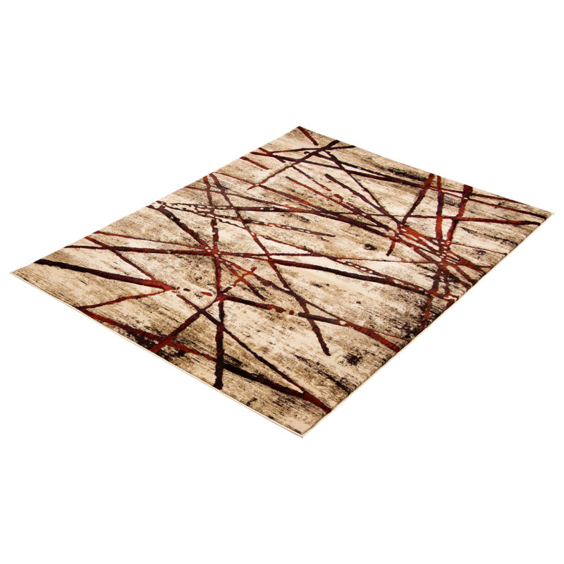 Tapis doré à motif abstrait Artresha, Rectangle 6 pi 7 po x 9 pi 6 po