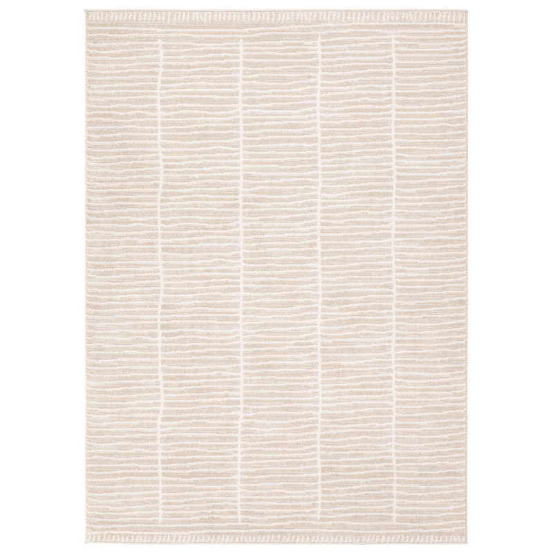 Vibe by Union Rustic Loehrke Powerloomed Stripes Tan/Taupe Area Rug, Rectangle 7'9" x 9'9"