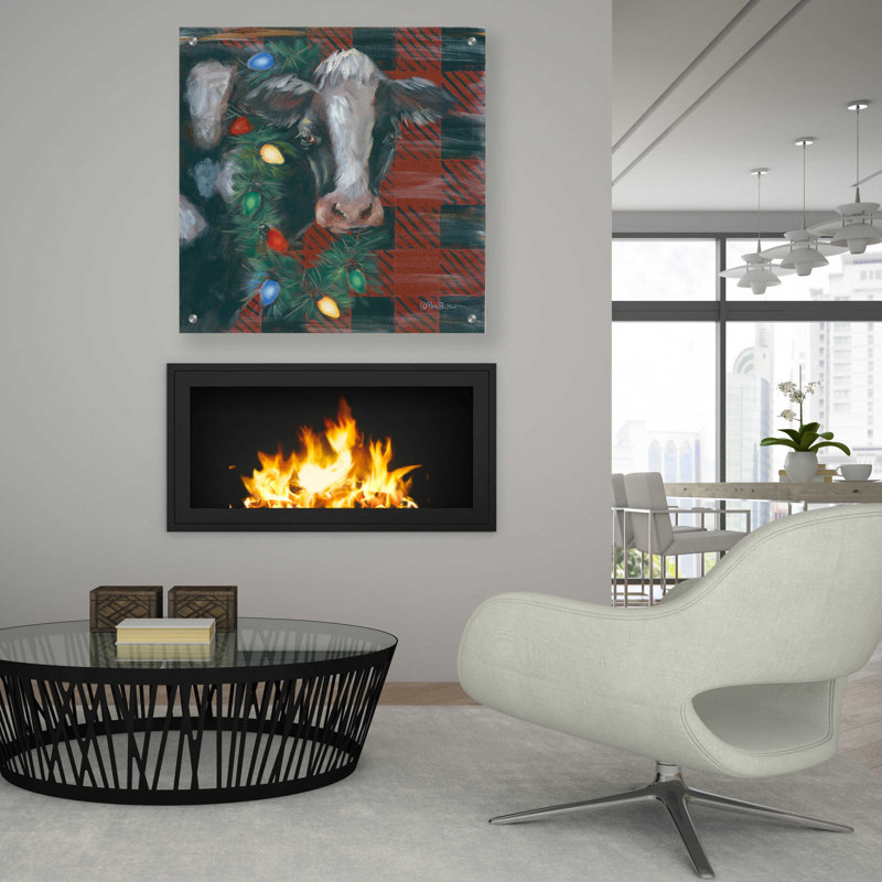 «Vache festive» par Pam Britton, H 36 po x l 36 po x P 0,2 po