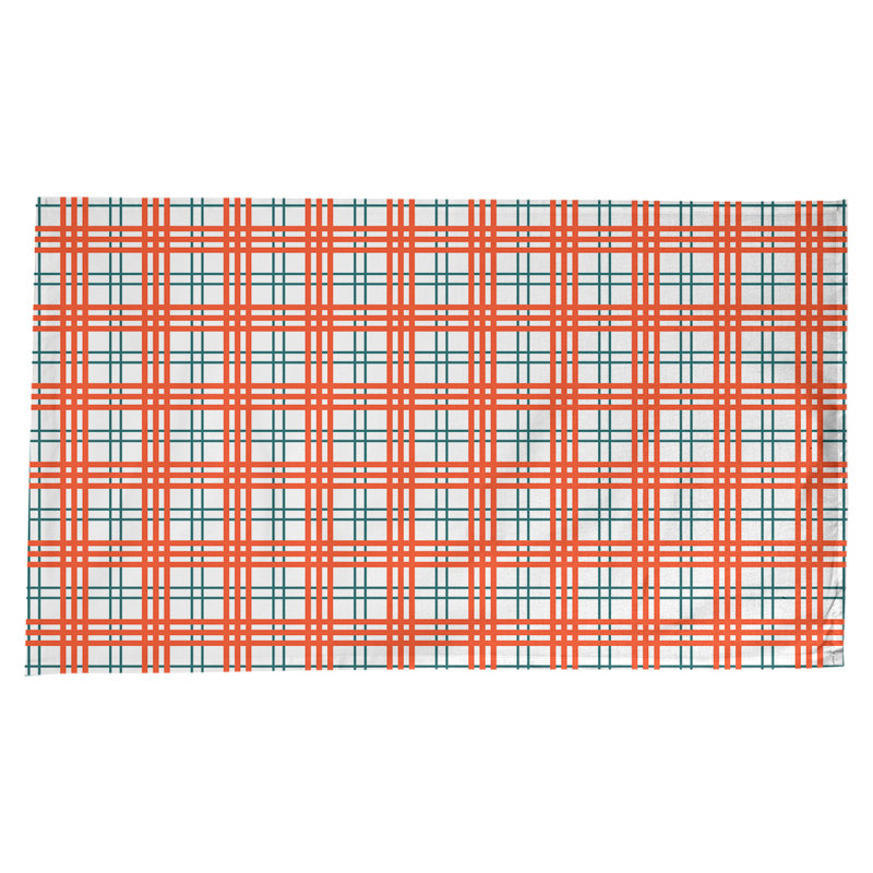 Nappe en mélange de coton à carreaux, Blanc / turquoise / orange