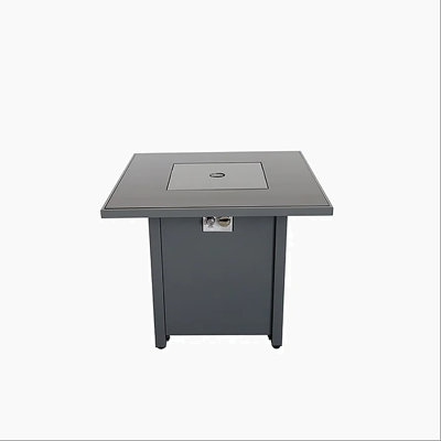 30" Powdercoated Metal Fire Pit With Smoked Glass Top