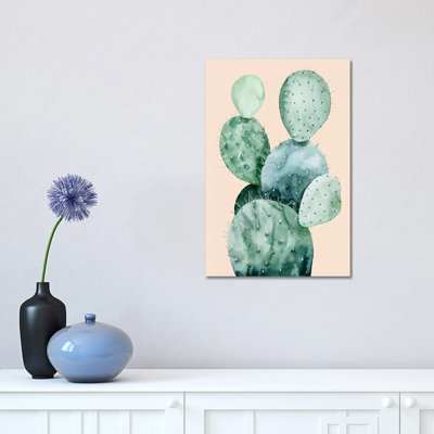Cactus on Coral II 1 Piece Wrapped Canvas Painting