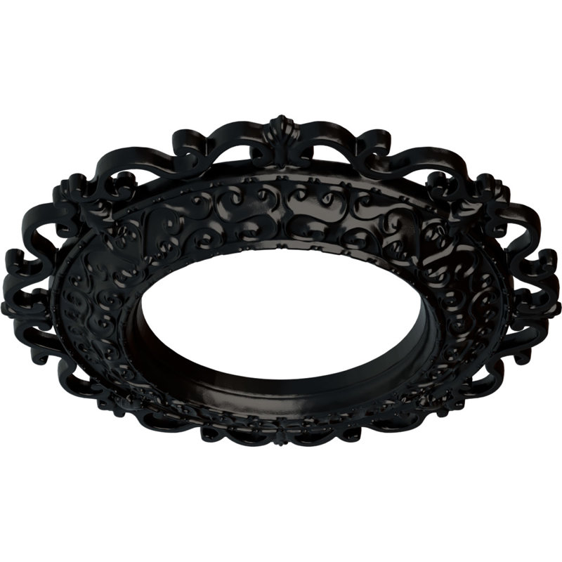 Endurathane Orrington Ceiling Medallion, 13 1/4"OD x 6 5/8"ID x 1 1/8"P (Fits Canopies up to 6 5/8"), Hand-Painted Jet Black Finish