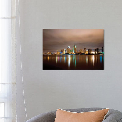 San Diego Night Panorama by George Oze - Wrapped Canvas Print