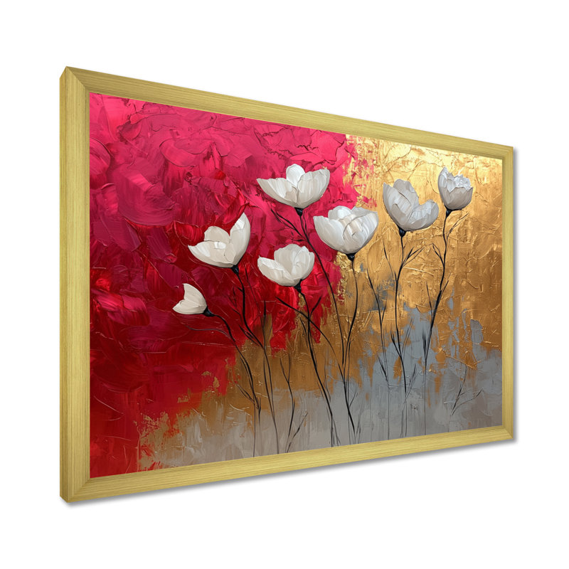 Luman - Floral Large Wall Art, H 24 po x l 32 po, Picture Framed, Doré