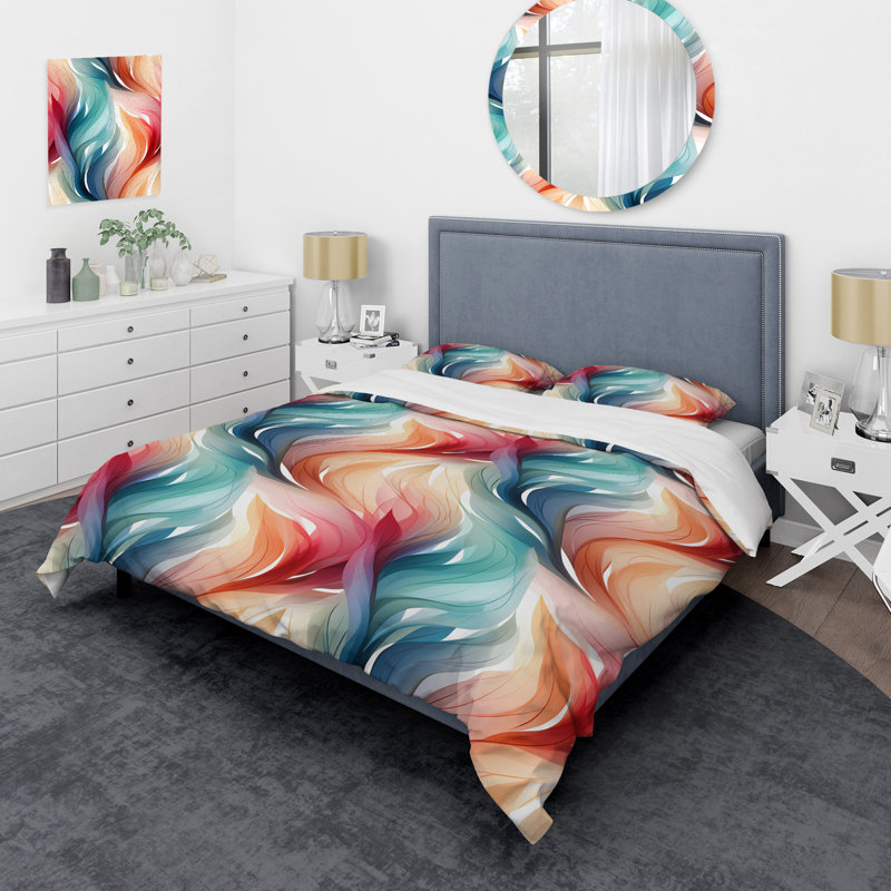 Ethereal Expression II - Abstract Duvet Cover Set - Microfiber Polyester, Queen Duvet Cover + 2 Standard Shams