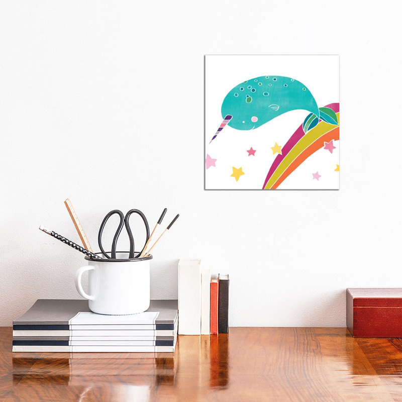 Happy Narwhals II by June Erica Vess - Wrapped Canvas Print, 30.48cm H x 30.48cm W