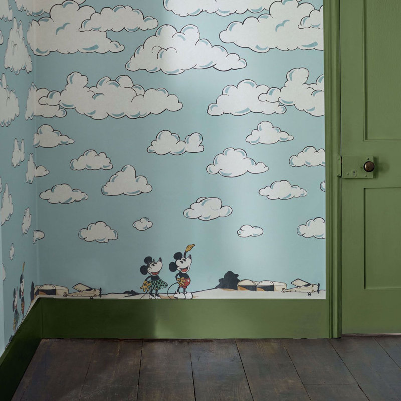 Mickey in the Clouds Sea Salt 3m x 1.04m Matte Wall Mural