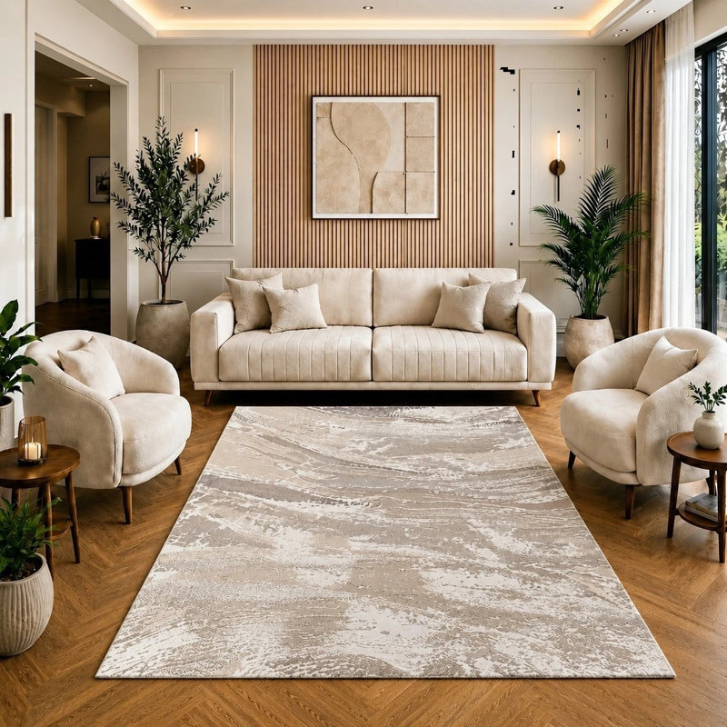 Modern Abstract Large Rugs For Living Room Bedroom Carpet Hallway Runner Rug Kitchen Floor Mat, Beige, Rectangle 200 x 290 cm