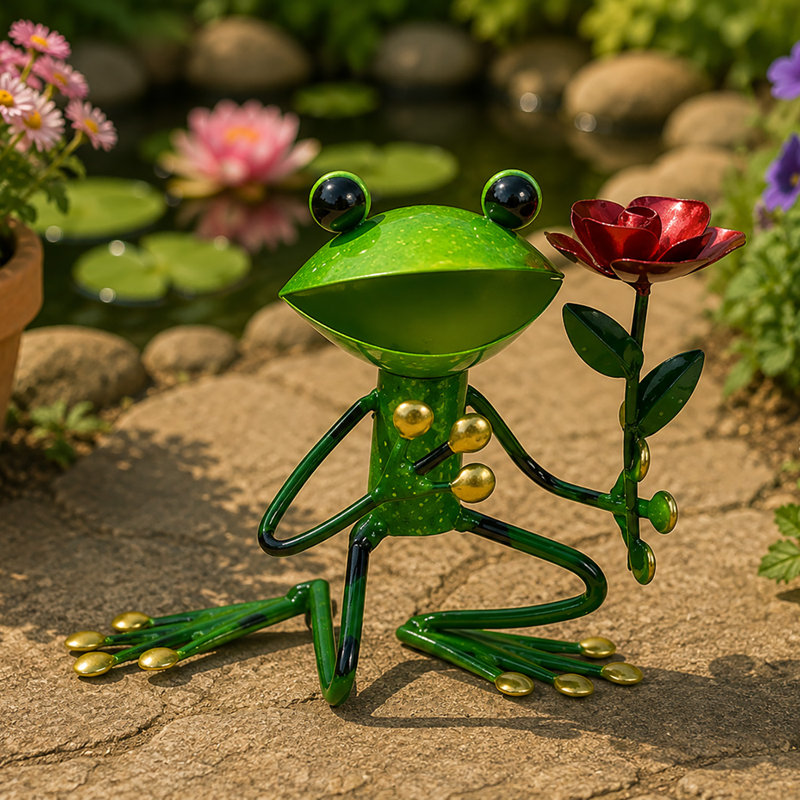 Melbourne Frog Weather Resistant Metal Garden Statue