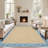 Floral Bordered Machine Washable Rug with Non-Slip Backing Non-Shedding Foldable Soft Low Pile Indoor Carpet-1191466457