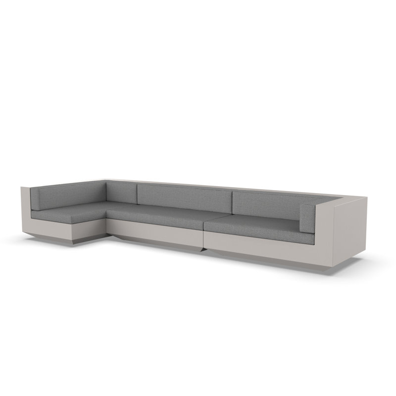 Canapé modulaire d'extérieur avec coussins Vela, Blanc, White