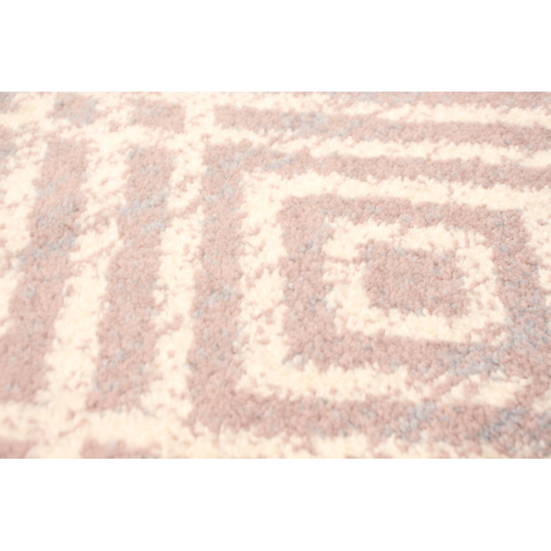 Tapis argenté / rose / crème Salih, Rectangle 7 pi 10 po x 10 pi 2 po