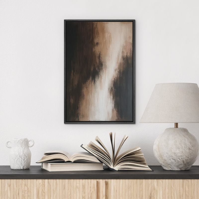 Reproduction d'art abstrait sur toile encadrée pour décoration intérieure moderne, H 24 po x l 16 po, Noir