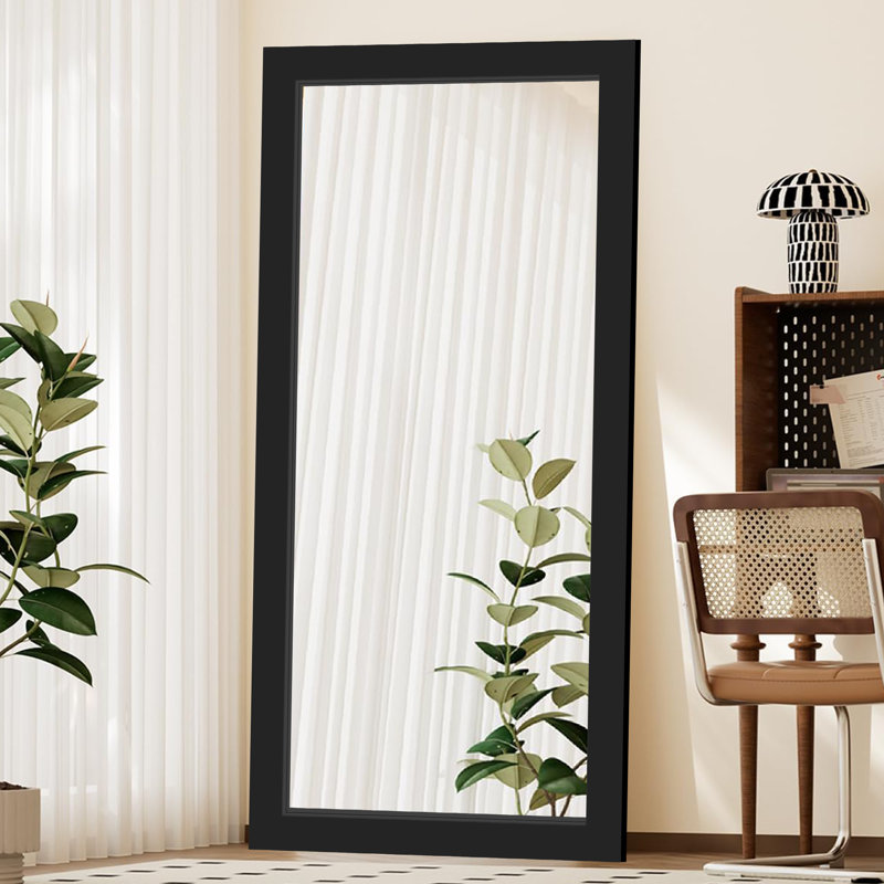 Miroir en bois, Noir, noir, noir, noir, 65 po x 30 po