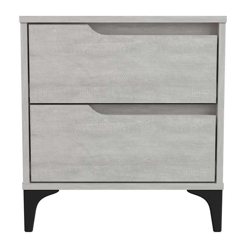 Norcross 20" 2 Drawer Nightstand, Dusty Grey Oak