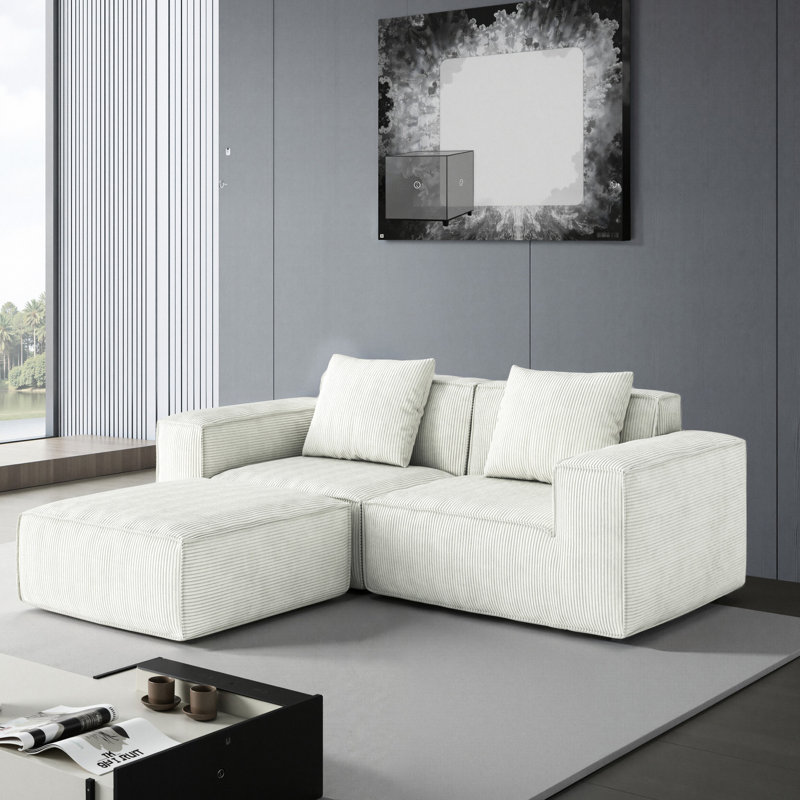 Lit blanc à 3 places avec tissu en velours de nuage doux, rembourrage en éponge haute densité, idéal pour les coussins de qualité