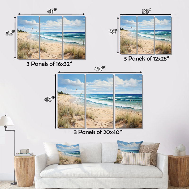 Impression sur toile 3 pièces French Normandy Coastal Serenity II sur toile, H 28 po x l 36 po x P 1 po