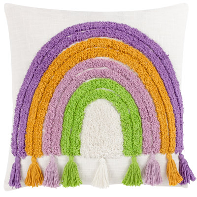 Rainbow Tassels Square Throw Cushion