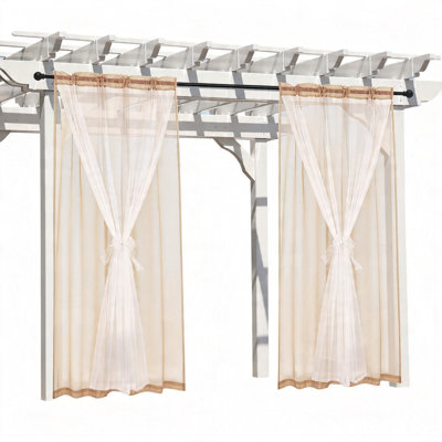 Rideaux d'intimité transparents pour patio, porche, pergola, 52 x 84 po, 2 pièces (beige)