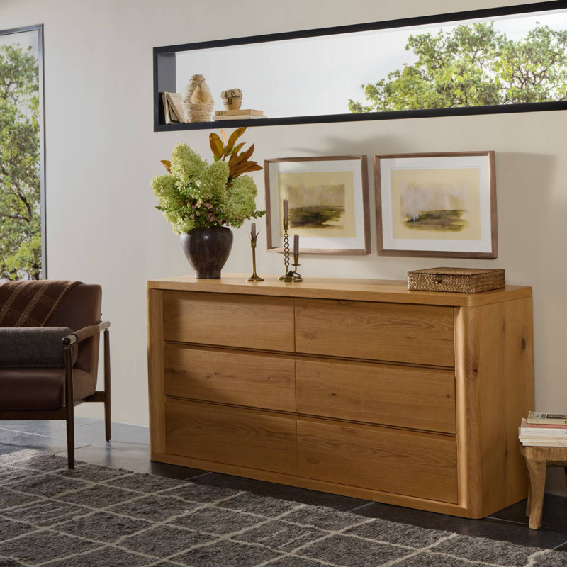 Novella 6 Drawer Dresser-Natural Oak Veneer Thick Random