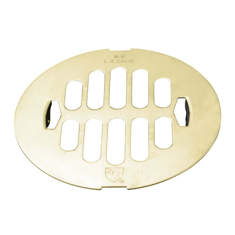 4-1/4" OD Brass Snap-in Shower Drain Cover, Polished Brass