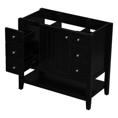 Meuble-lavabo moderne noir de 91 cm (36 po) - 1 armoire et 3 tiroirs - Style moderne et
