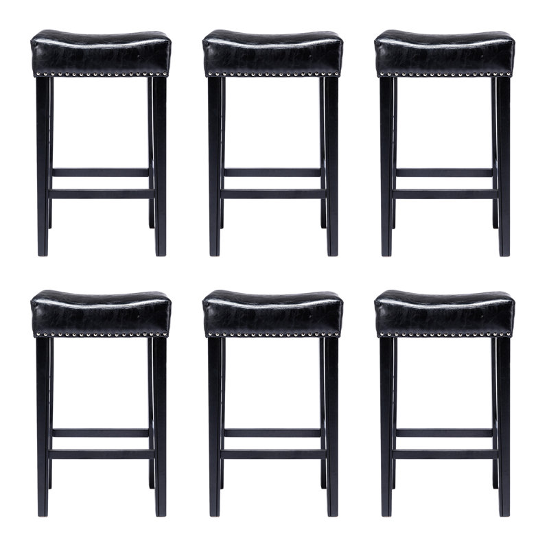 Tabourets de bar en polyuréthane à hauteur de comptoir Emely, Tabouret de comptoir (siège d'une hauteur de 26 p, Noir
