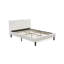Ensemble de chambre à coucher 2 pièces - Lit grand capitonné à boutons - Tête de lit tapissier en tissu de velours blanc lin et table de chevet au fini gris urbain-879351934-879351922