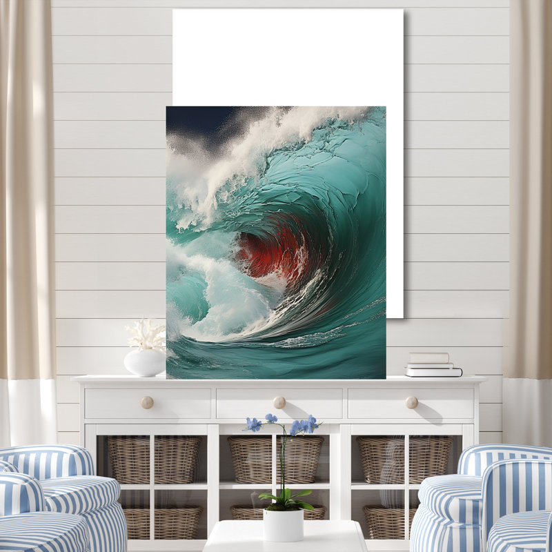 «Red Green Wave», impression sur toile, H 32 po x l 24 po x P 1 po, Toile tendue