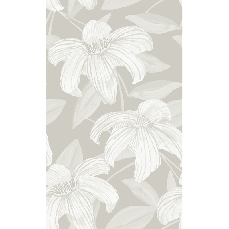Rouleau de papier peint L 33 pi x l 20,5 po Tonal Lilies, Gris clair