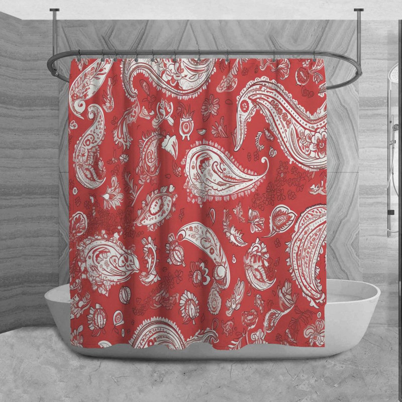Rideau de douche à motif cachemire Kyreek, H 84 po x l 70 po