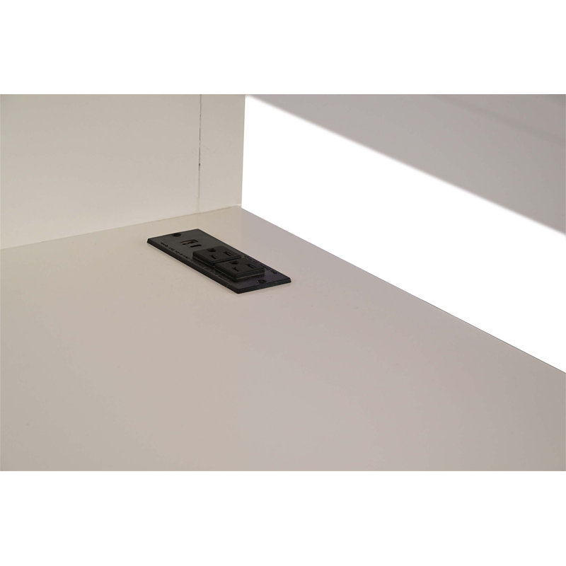 Lit superposé simple de style contemporain avec 3 tiroirs, tablette ouverte, échelle et bureau intégré au fini blanc