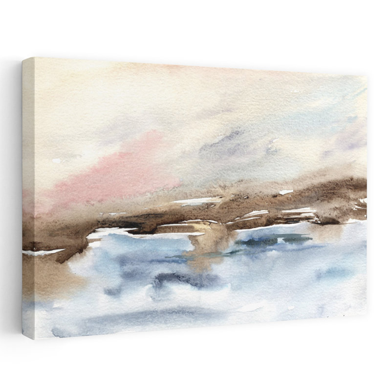 Été, lever de soleil abstrait, paysage côtier, art, H 48 po x l 32 po