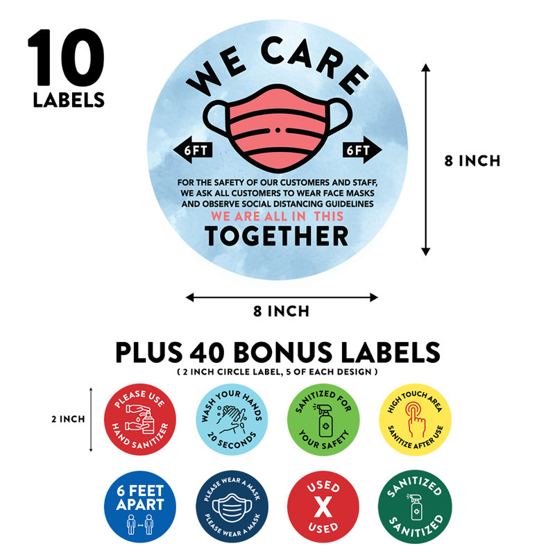 Adhésif décoratif «We Care, We Are All in This Together»