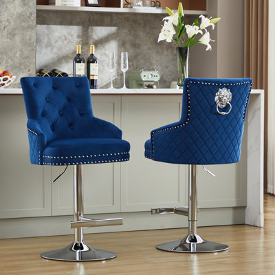 Jakhai Swivel Adjustable Height  Bar Stool with Metal Frame