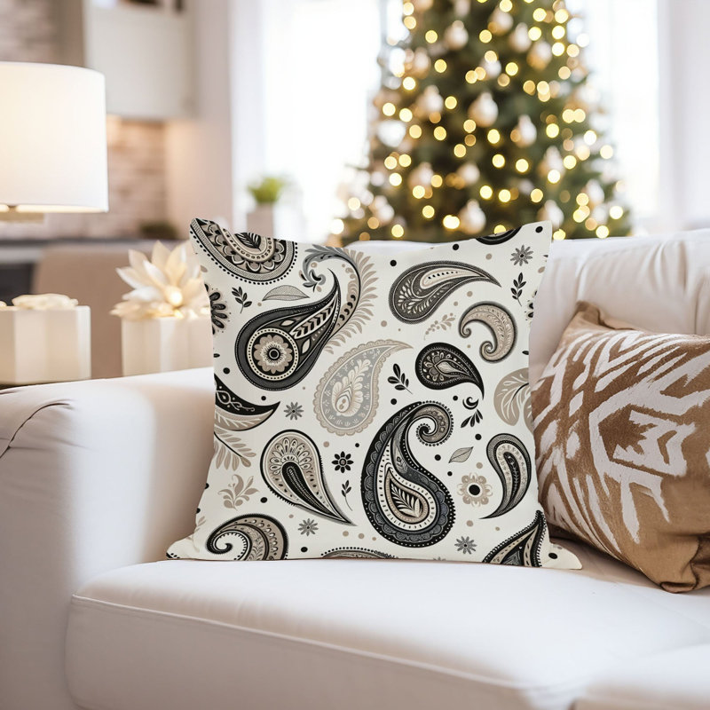 Abstract Beige Paisley Pattern I Bohemian, 18"H x 18"W