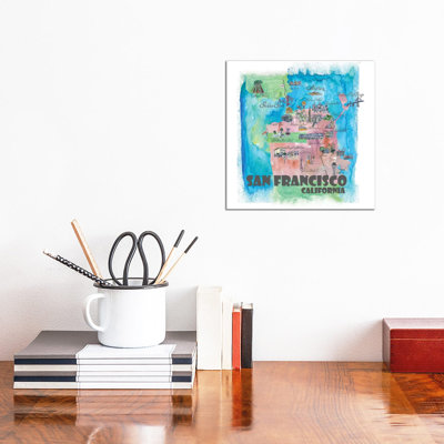 San Francisco, California Travel Poster by Markus & Martina Bleichner - Wrapped Canvas Gallery-Wrapped Canvas Giclée