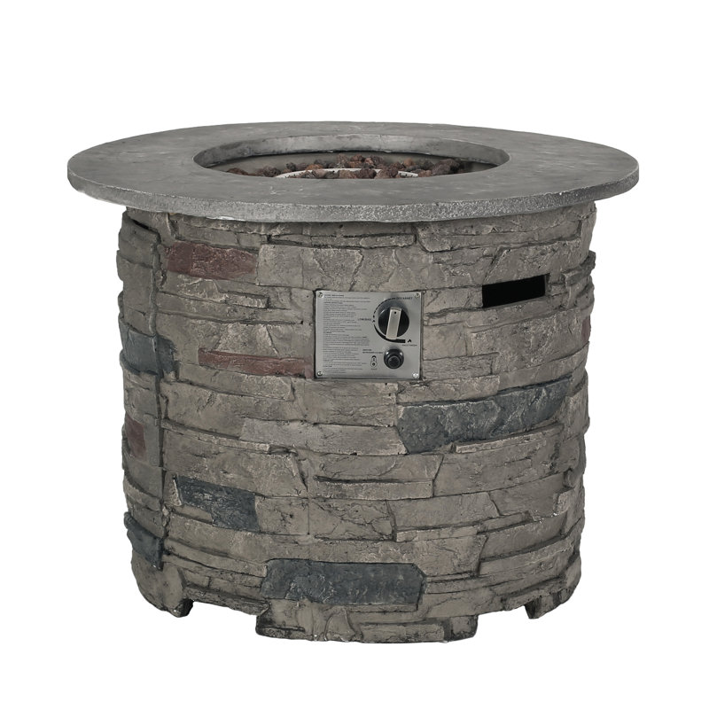 32" Propane Fire Pit, 40000 . Grey Top Outdoor. Stylish For Garden. Lightweight Concrete Construction. Heating Element 40K Output. Gardens. Modern Look. Outdoor Heater